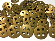 Italian Metal Buttons Cut Out Squares Antique Brass Finish 15mm Shank