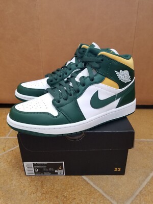 Size 9 Nike Jordan 1 Mid Sonics Green Yellow 2021 554724-371 SHIP FAST IN HAND
