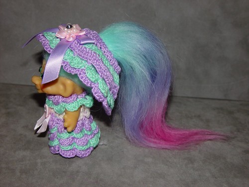 OOAK Troll Doll 2 3/4" Vtg 1960's Dam New Eyes & Mohair Cherrie - Picture 2 of 2