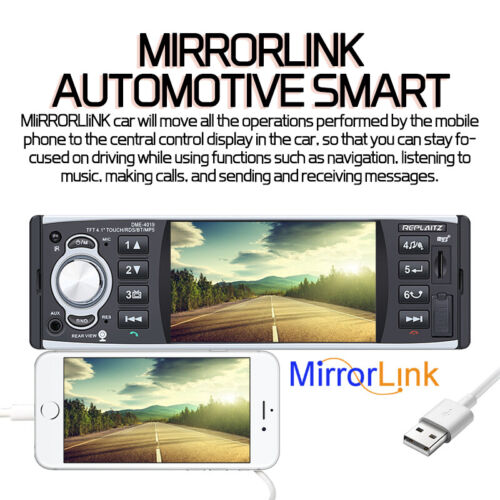 Specchio stereo autoradio singolo 1 din 4" RDS/AM/FM nel cruscotto Bluetooth touch screen - Foto 4 di 18