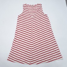 Madewell Mini Shift Dress Women's XS White Red Diagonal Stripes Linen V-Neck