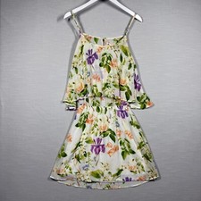 Shoe Me Your Mumu Dress Womens Large White Floral Layered Romantic Drape Open