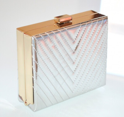 POCHETTE sac bandoulière femme argent doré clutch rigide cérémonie