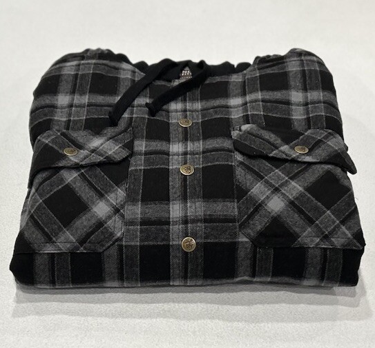 Legendary Outfitters Men's Cotton Flannel Hooded Shirt Jacket, Black, Size L