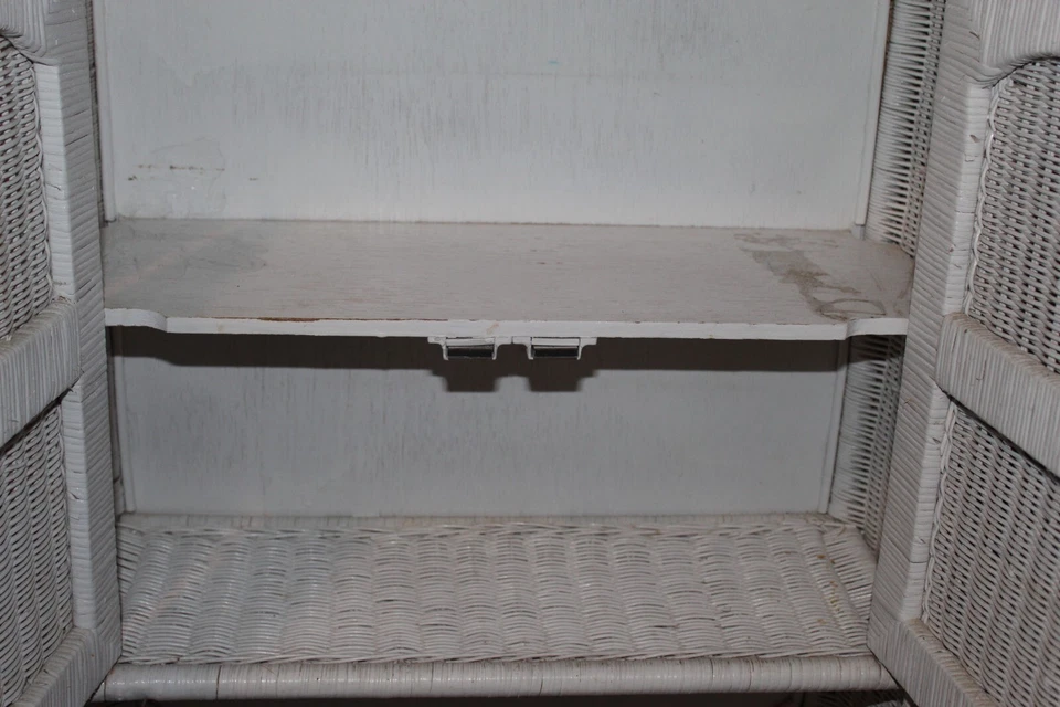 Armario de almacenamiento de pared de baño vintage de mimbre blanco 26x21x8 Foto 2 de 4