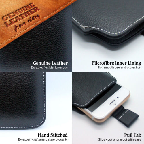 Genuine Leather Style Pull Tab Pouch Phone Case Cover✔Excellent Protection✔Black - Picture 2 of 7