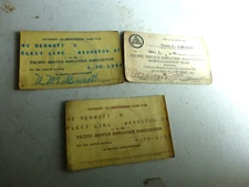 VINTAGE LOT OF 3 PACIFIC GAS & ELECTRIC CO PG&E HEALTH INSURANCE CARD STUBS 1944