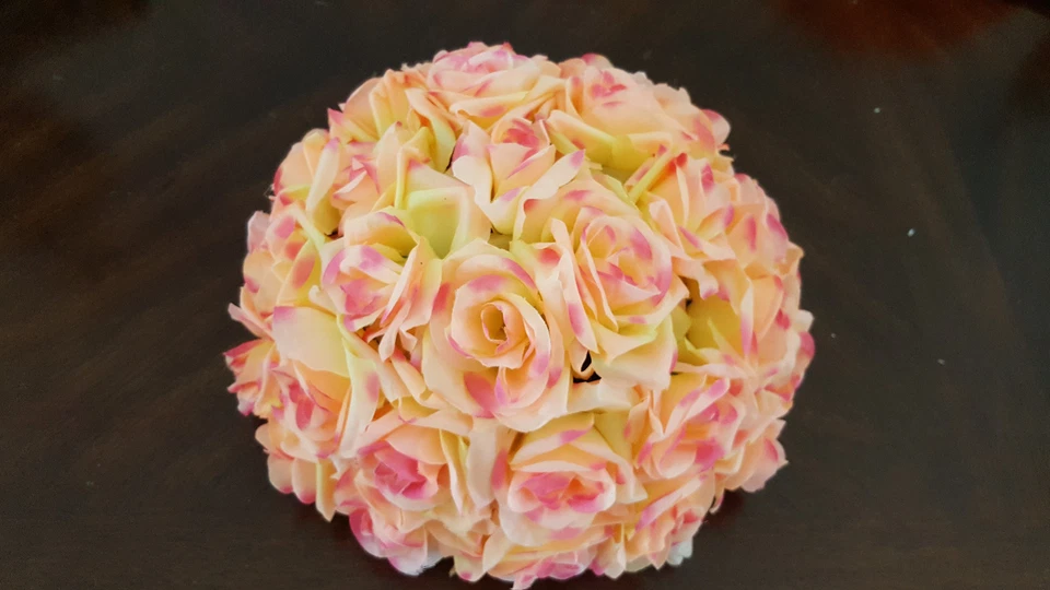 11-12" Rose Flower Kissing Ball Silk Rose Pomander for Wedding and Party 1 Piece - Image 3 of 4