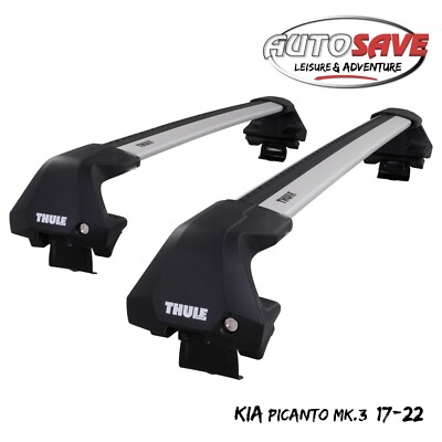 Thule WingBar Edge Silver Aluminium Roof Bars Set to fit Kia Picanto Mk.3 17-22