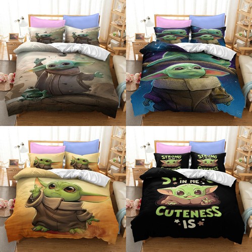 Grogu Baby Yoda Star Wars Bedding Set 3PCS Duvet Cover Pillowcase Quilt