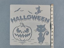 NEW HALLOWEEN STENCIL REUSABLE  DURABLE PLASTIC CAT BAT WITCH JACK-O-LANTERN