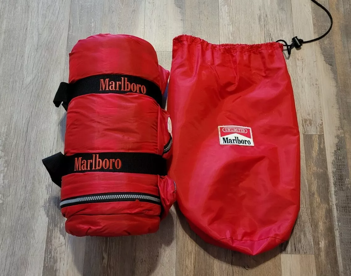Marlboro Unlimited Gear Sleeping Bag Vintage Red Roll Up Drawstring Bag NEW