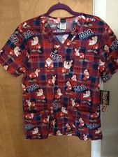 Grumpy Snow White Cherokee Medical Scrubs Disney Men's V-Neck Size Small NEW