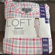LOFT Soft Knit Women's Pajama Set, XXL Color Heart Gingham