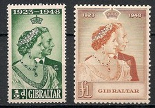 Gibraltar Stamps 1948 Royal Silver Wedding Set MLH