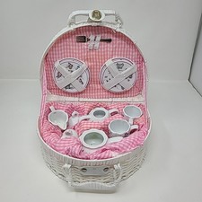 Delton Children's Porcelain Tea Set for 4 Wicker Basket. Read Full Description