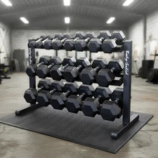Body-Solid 5-50 lb. Rubber Dumbbell Package with Rack