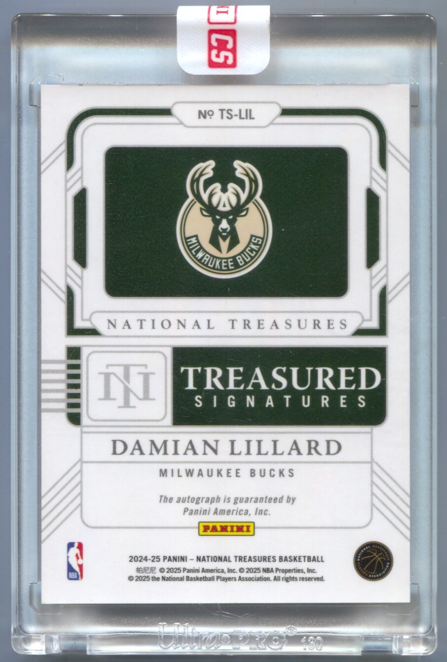 24-25 National Treasures Damian Lillard Autograph Treasured Signatures Auto #/24 view 2