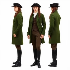 Men's Green Wool Regency Tailcoat Historical Coat, Only Coat For Sale