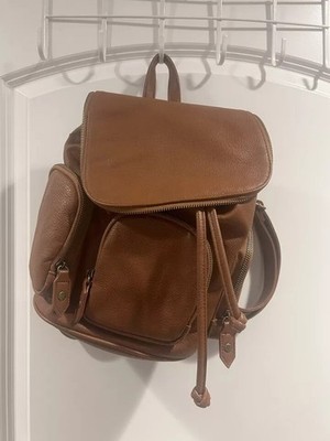   Mossimo Supply Co Faux Pleather Leather Small S Backpack Purse Brown - READ