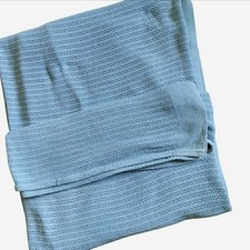 VTG Woven Cotton Blanket Terry Blue 90x72 Cla...