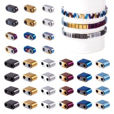 Pandahall 480Pcs Half Tila 2-Hole Hematite 6x4x3mm, 6x2x3mm, Rainbow