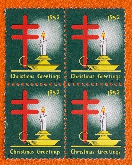 1952 USA NTA Christmas Seals  TB Cinderella Block of 4 - MNHFG