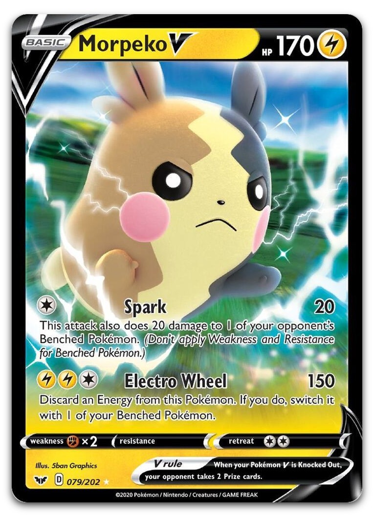 Morpeko V #79/202 (Holo) (NM) SWSH01: Sword & Shield Base Set SWSH01 Pokemon