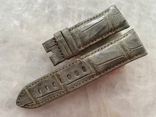 24mm/22mm Gray Alligator Crocodile Print Leather Watch Strap Band