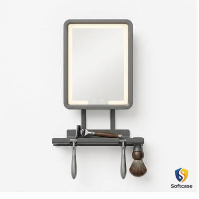 Softcase Heated Fogless Shower Mirror LED Backlit Rechargeable Wall Mount Gray