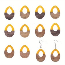1box 10pcs Resin Wooden Earring Pendants Drop Vintage Resin Wood Statement