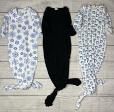Kate Quinn Soft Bamboo Fabric Knotted Gowns Sleeper 0-3 Months Lot Of 3 Unisex