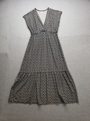 Max Studio Women Maxi Dress XL Black Geometric Sleeveless Empire Waist Bohemian