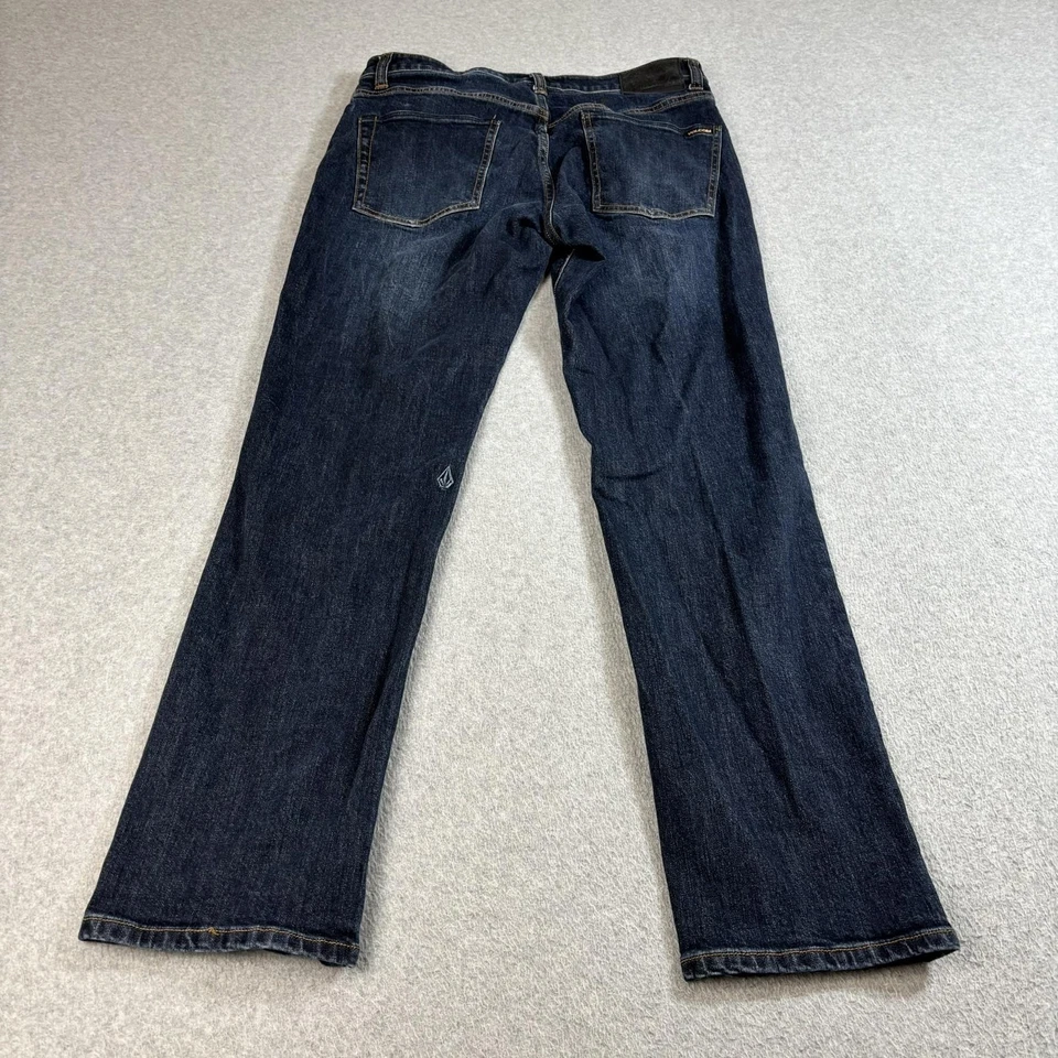 Volcom Solver Modern Straight Jeans Mens 32x31 Dark Wash Stretch Denim Pants Y2K - Image 2 of 4