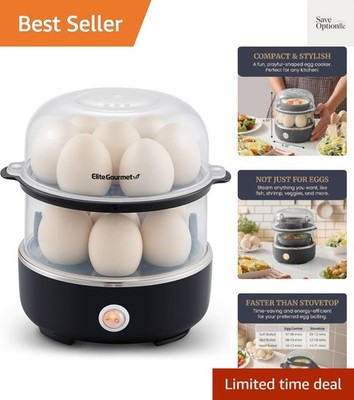 Easy Egg Cooker, Stainless-steel Heating Plate, Two-Tiered, 14-Egg Capacity, ...