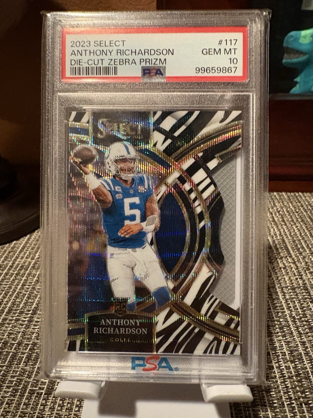 2023 Panini Select - Premier Level Anthony Richardson Zebra Prizm Die-Cut (RC)