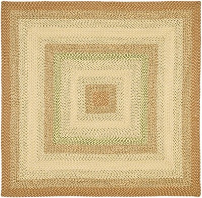 Washable Rug Outdoor Braided Collection - 4' Square, Rust & Multi, Handmade &...