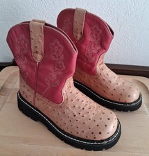 Roper Girls Pink Ostrich Print Leather Cowgirl Western Boots Kids Size 3