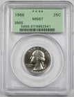 1966 SMS 25C PCGS/OGH MS 67 (Toned) Washington Quarter
