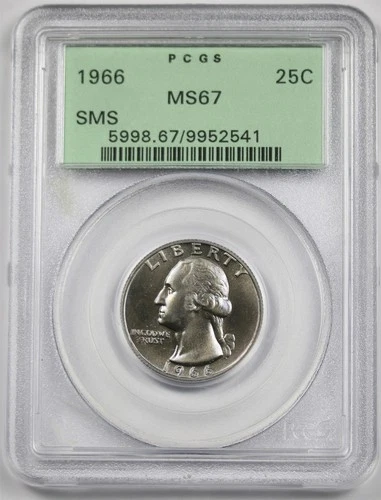 1966 SMS 25C PCGS/OGH MS 67 (Toned) Washington Quarter
