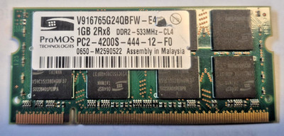 Notebook RAM, 1GB 2Rx8 DDR2 533 MHz CL4 PC2-4200S 444-12-FD