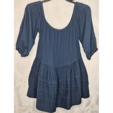 Free People Lily Tiered Gauze Balloon Sleeve Mini Dress M