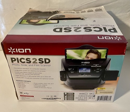 ION Pics 2 SD Photo Slide & Film Scanner Color Screen USB 5.1 MP 2500 DPI Tested