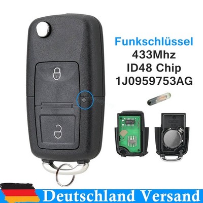 433MHz Funk Schlüssel Fernbedienung ID48 für VW Golf Bora Polo T4 Seat Skoda