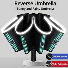 Fully Automatic Reverse Folding Blackout Umbrella with Reflective Stripe UV Bloc