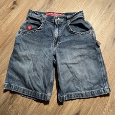 Y2K JNCO Jeans Kids Blue Baggy 90s Denim Shorts Size 14 Boy Girl 26"