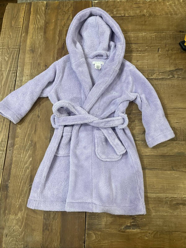 POTTERY BARN KIDS Purple Toddler Girl’s Robe Size Small - Sarah Embroidered