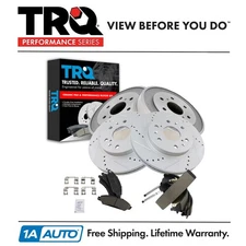TRQ Performance Brake Rotor, Ceramic Pad, Drum & Shoe Front & Rear Kit