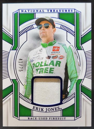 2025 Panini National Treasures Erik Jones Race Used Firesuit Blue /75 #23 MEM NE