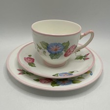 VINTAGE BEST BONE CHINA ADDERLEY TRIO TEA CUP + SAUCER + SIDE PLATE FLOWERS